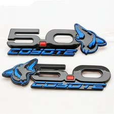 Grab Blue Howling Coyote 5.0 Fender Emblems Fit 15-24 Mustang, F150, Coyote Swap