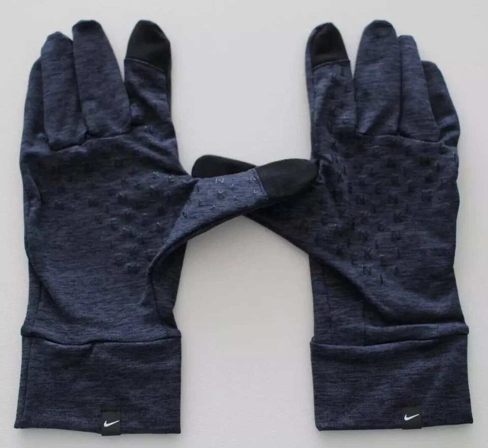 Nike Fleece Gloves Men's L/XL Running Touch Screen Thunder Blue/Silver - Image 3 of 4