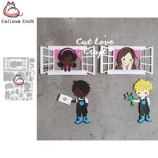 Valentine's Day Couple Window Boy Girl Metal Cutting Dies Scrapbook Card Craft