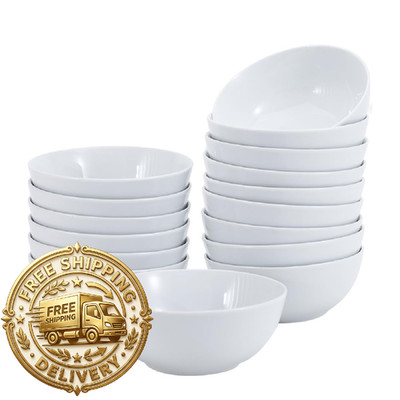 Retailer Basics 16-Pack White Porcelain Coupe Soup Bowl 5.9 Diameter Round