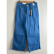 Judy Blue High Waist Tummy Control Wide Leg Crop Jeans Pants Blue Size 28 NEW