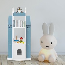 Castle Rotating Bookshelf Blue Kids Bookcase Spinning Book Storage Organizer