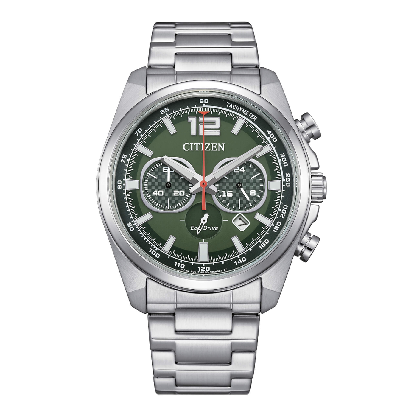 Citizen Eco-Drive OF 2025 Racing Chronograph Green Dial Steel Watch CA4640-50X