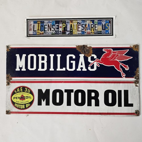 Mobil Gas Pegasus & Pennzoil Motor Oil Vintage LOOK Plastic Signs Mancave Decor