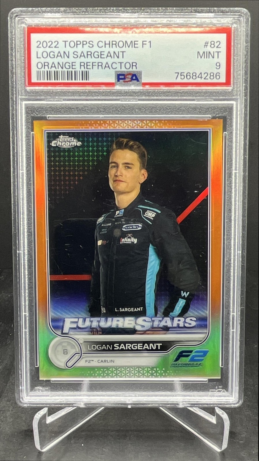 2022 Topps Chrome Sapphire F1 Logan Sargeant Future Stars Orange 02/25 PSA 9 #82