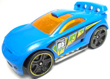 2016 HOT WHEELS DRIFT TECH #05 BLUE 2 1/2" DIECAST CAR W/ ORANGE YELLOW & GREEN