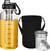 Trinkflasche Glas Mit Teesieb, Glasflasche 1.5Liter Mit SchutzhüLle