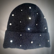 NEW Authentic VYBES Rhinestone Crystal Black Beanie Bling Hat Knit Cap - Video!