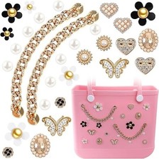Charms for Bogg Bag, Pearls Butterfly Flowers Bag Accessories...