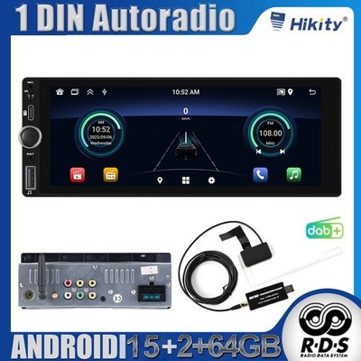 Single 1 DIN Android 15.0 Autoradio DAB+ GPS Navi WiFi USB MP5 Bluetooth RDS AUX