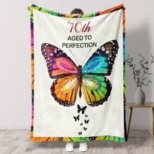 70th Birthday Gifts for Women Christian, Butterfly Christian Throw Blanket, 70