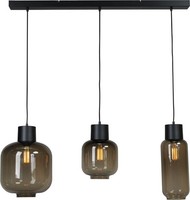 HäNgelampe HäNgeleuchte 3-Flammig 100 Cm Breit Rauchglas Metall Esstisch Elya