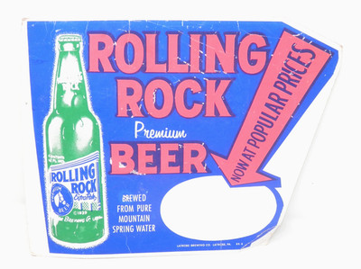 Rolling Rock Beer Cardboard Sale Price Sign Promo Latrobe Brewing 14x11'' Vintage