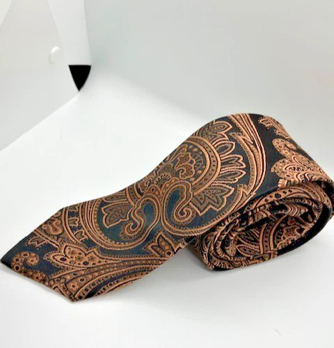 Corbata de cuello para hombre Sean John negra y cobre 100 % seda bordada 3,5" de ancho x 60" de largo Foto 2 de 4