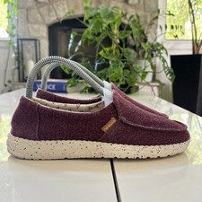 Hey Dude Misty Slip-On Shoes Size 7 Burgundy Canvas Loafer