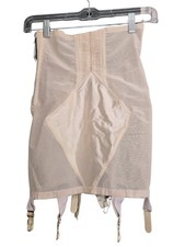 Vintage 1940s Pink Nude Rayon Panel Girdle Open Bottom Garter Clips