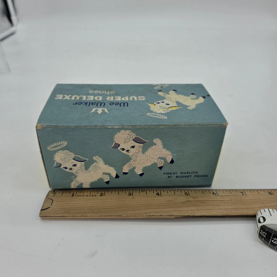 Zapatos de bebé Wee Walker Super Deluxe de colección talla 3 cuero blanco infantil años 60 con caja Foto 4 de 4