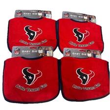 Lot of 4 Count Baby Fanatic NFL Football Toddler Baby Bibs Houston Texans Fan