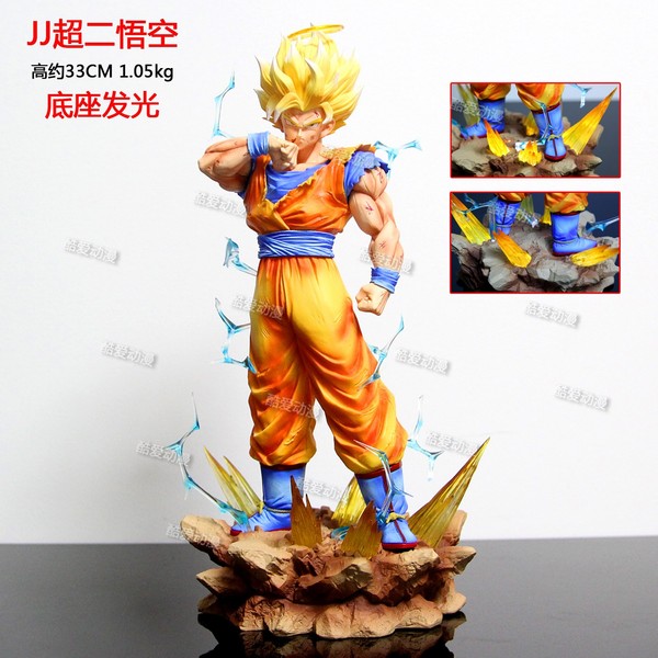 H35CM Super Saiyan 2 Son Goku Estatua Figura Pintada Modelo LED Coleccionables Regalo