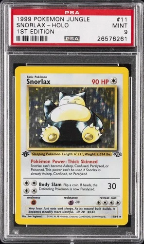 1999 POKEMON JUNGLE 1ST EDITION #11 SNORLAX-HOLO PSA 9