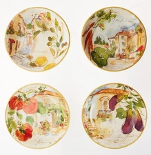 	Certified International Piazzette 9.25" Soup/Pasta Bowls Assorted Designs Set	