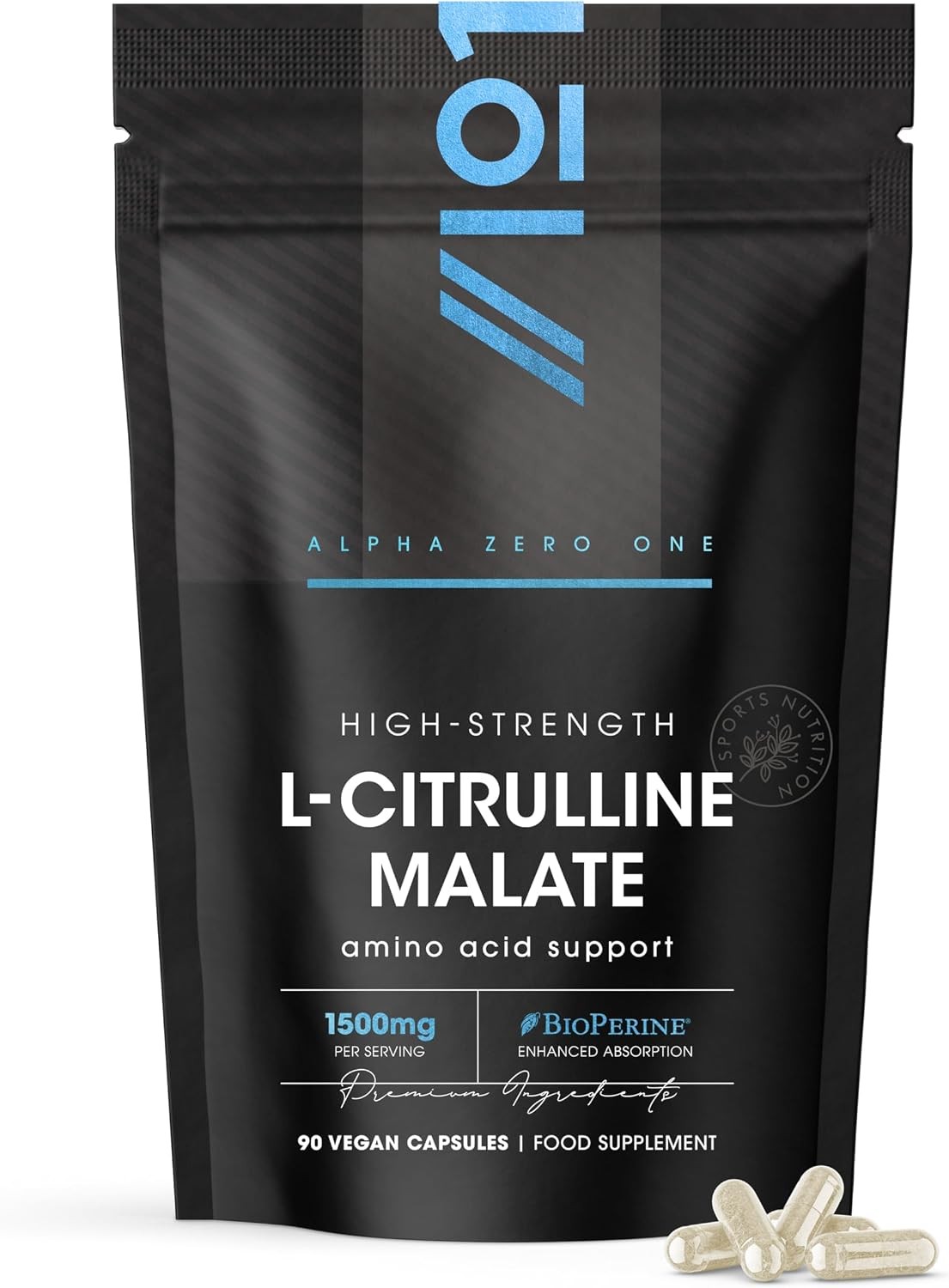 L-Citrulline Malate 1500mg with BioPerine 90 Vegan Capsules High Strength