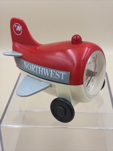 Vintage Northwest Airlines Aeroclock Alarm Lights Up Working Tested Plane Shape
