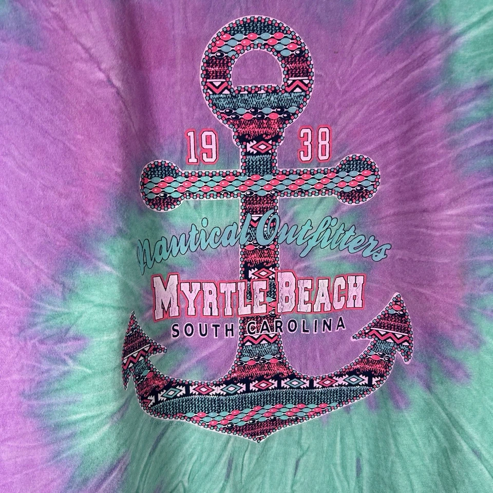Auténtica Camisa de Pigmento Para Hombre Grande Myrtle Beach Púrpura Verde Gráfico Ancla Foto 3 de 4