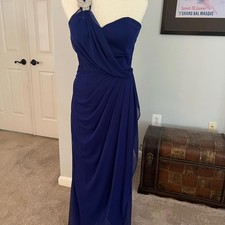 Xscape Blue One Shoulder Cocktail Gown