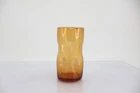 Blenko Amber Crackle Glass Tumbler Vintage MCM Hand Blown Art Glass
