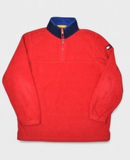 Vintage Tommy Hilfiger Jacket Mens Large Red Fleece Flag 1/4 Zip Sweatshirt 90s