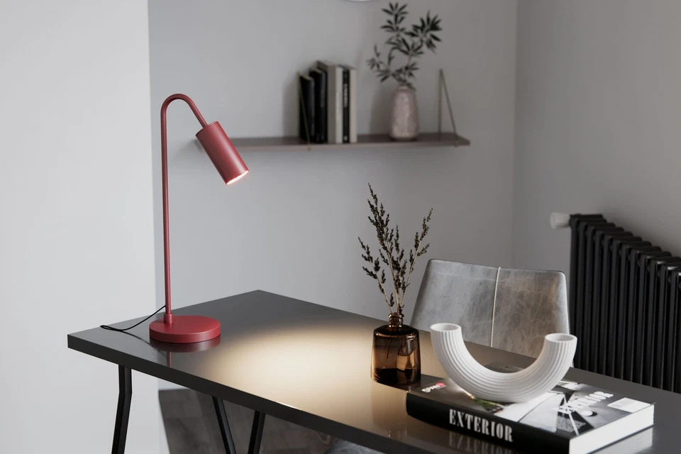 Schreibtischlampe Metall GU10 51 cm hoch Dunkelrot Retro Tisch Leuchte Leselampe - Bild 2 von 4