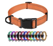 Reflective Nylon Dog Collar With Quick Release Adjustable Size S,M Orange Color