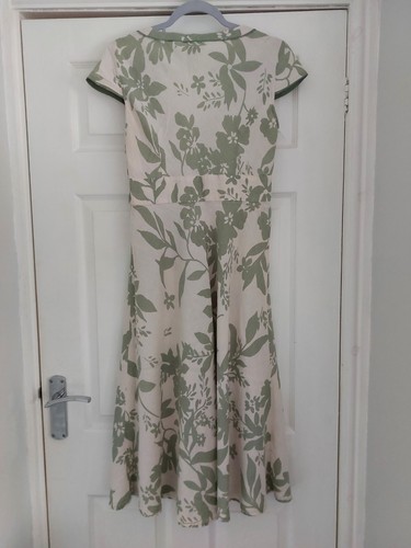 Monsoon Womens Linen Floral Dress Size 12 Green/Cream - Picture 6 of 16