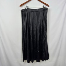 ASOS DESIGN Black Faux Leather Pleated Midi Skirt Size 14