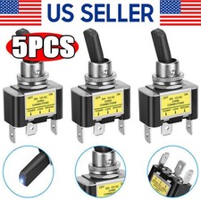 5x Blue LED Light 3Pin Rocker Toggle ON/Off Switch 30A 12V for Car Boat Marine