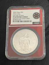 $5 Chris Farley Coin 2023 Palau 1st Day Issue PF69 Ultra Cameo NGCcoin Verified