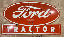 Vintage Sspn Ford Tractor Neon Skin Gas & Oil Porcelain Enamel Sign 48x28.5
