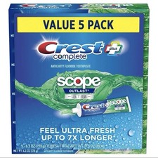 Crest Complete + Scope Outlast Ultra Toothpaste Mint Whitening 5 Pack 6.3 oz 0.95 per gallon