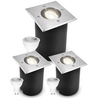 3X LED Bodeneinbauspotr Juavi Mit GU10 Dimmbar 7W Neutralweiß IP67 Bodenstrahler