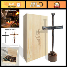 Jesus Christ Crucifixion Nail Metal Cross - Tabletop Religious Gift for Men  Wo
