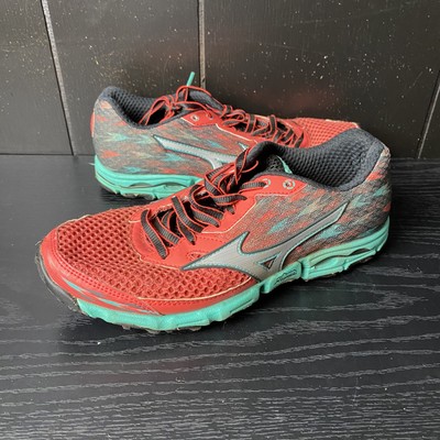 Mizuno Womens 8 Wave Hayate Red Blue Trail Running Shoes