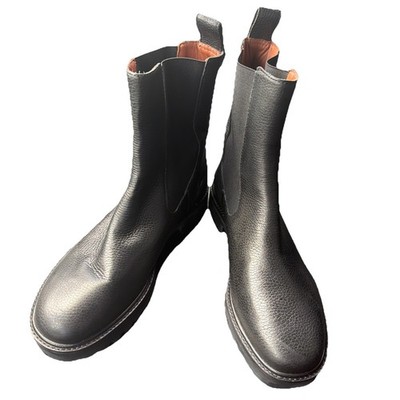 Size 9.5 Reformation Katerina Lug Sole Chelsea Boot - Black Tumbled Leather