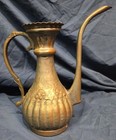 Old Vintage Handmade Middle Eastern Tinned Hammered Copper Water Pitcher Ewer