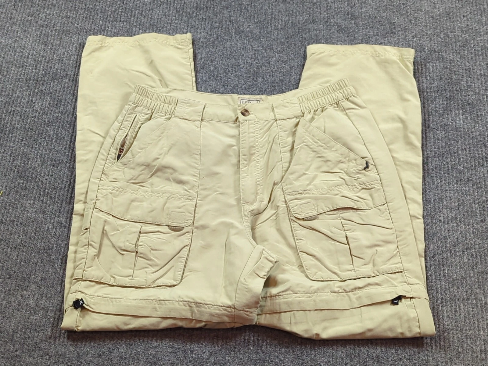 LL Bean Pants Mens Medium Beige Outdoor Convertible Nylon Hiking Chino 32x29