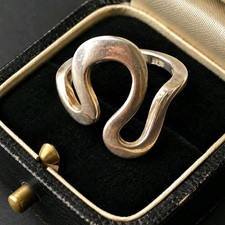 Vintage Sterling Silver 925 Abstract Double Wave Statement Ring