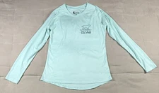Buddy By The Sea Blue Womens Size M Tropical Beach Dog Outdoor Long Sleeve Shirt