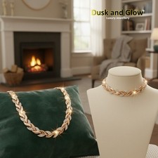 Rhinestone Pave Jewelry Gift Set Leaf Link Necklace Bracelet Women Ladies UK NEW