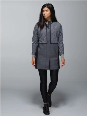 Lululemon Coat S Womens Black/Grey Cocoon Car Basic Jacket Luon Lined Snap E1
