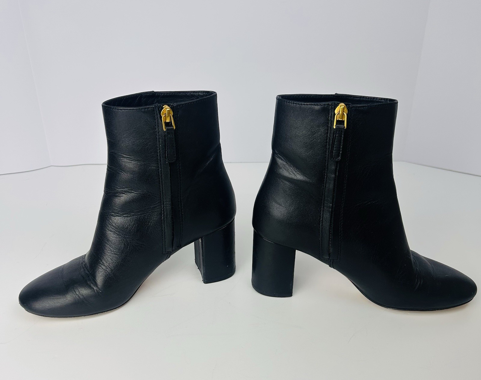 Tory Burch Black Leather Ankle Booties Size 6.5M classic style thumbnail 2